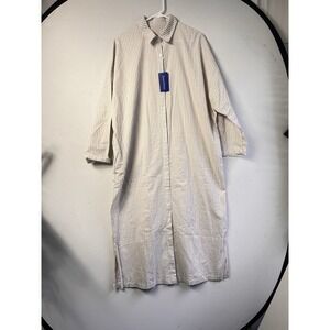 Chou Yatou Striped Button Up‎ Long Sleeve Shirt Dress Tunic/Night Dress LG Lagen